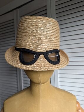 Kate Spade Dunes Lane Straw Cat-Eye Sunglasses Sun Hat, featuring a woven straw